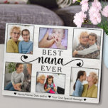 Nana Ever最高のハート写真コラージュ記念酒 フォトプラーク<br><div class="desc">白い洗面の木製の背景に自分の家族の写真の6つの独自の写真表示を作成する。私たち最高ののNana Everハート写真コラージュ記念プラークはシックでスタイリッシュ、あなたの家族の中の愛を示す心のこもった記念品である。お母様の日エレガント、父の日、バレンタインデー、祖父母への贈り物、家族の写真ディスプレイで愛を紹介する自分への贈り物など、特別な機会に最適なカスタマイズ可能な家族の写真コラージュのプラークユニーク。手書きのスクリプトタイポグラフィとハートアクセントと素朴な木のテクスチャ付きの背景を見事に融合しパーソナライズされた、水平および正方形の写真を使用して作成することができる。</div>