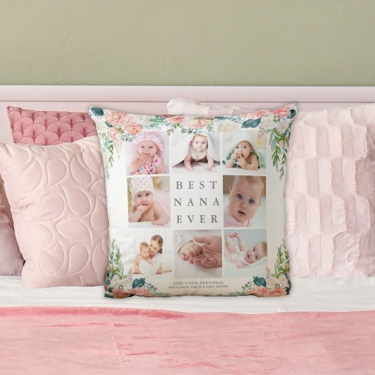 NANA EVER 最高の 8フォトコラージピンクフローラカスタム クッション