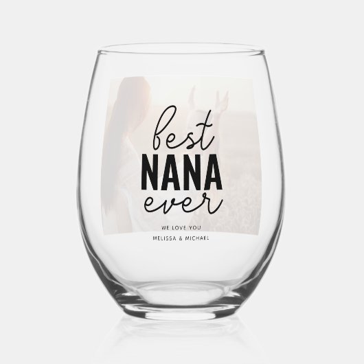 Nana Ever 最高の Photo Stemless Wine Glass ステムなしワイングラス (正面)
