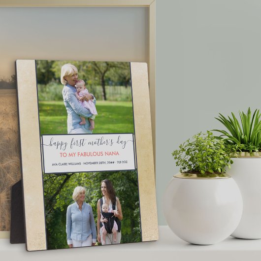Nana First Mothers Day - 2枚の写真パーソナライズされた フォトプラーク