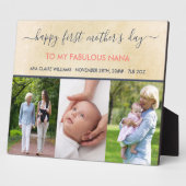Nana First Mothers Day - 3枚の写真パーソナライズされた フォトプラーク (側面)