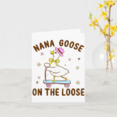 Nana Goose On The Loose Funny Birthday Matching Fa カード (黄色い花)