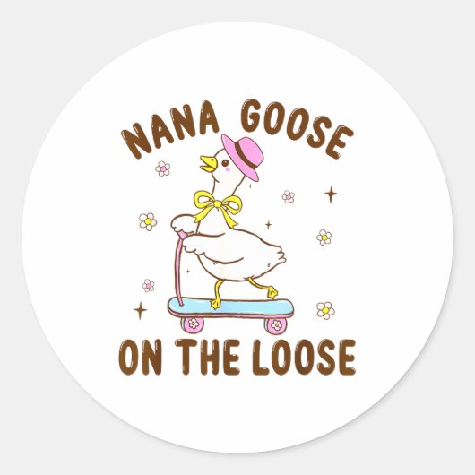 Nana Goose On The Loose Funny Birthday Matching Fa ラウンドシール (正面)