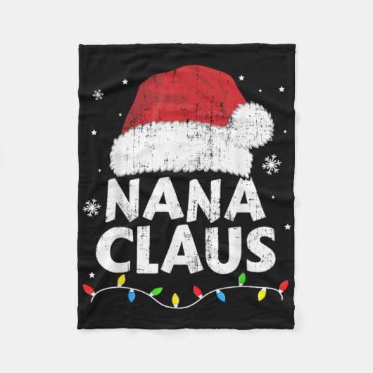 Nana Grandma Claus Christmas Lights Matching Famil フリースブランケット (正面)
