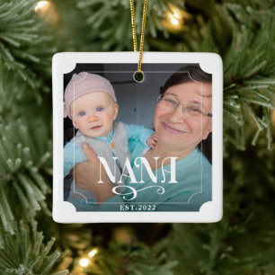 Nana Grandpa Year設立2写真クリスマス セラミックオーナメント