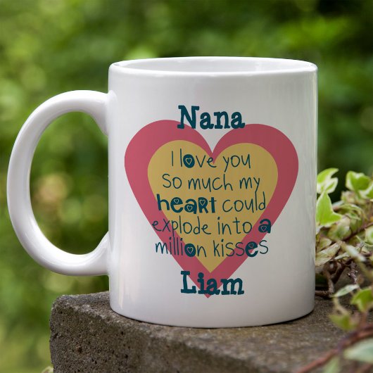 Nana I love you so much blue and pink loveハート コーヒーマグカップ