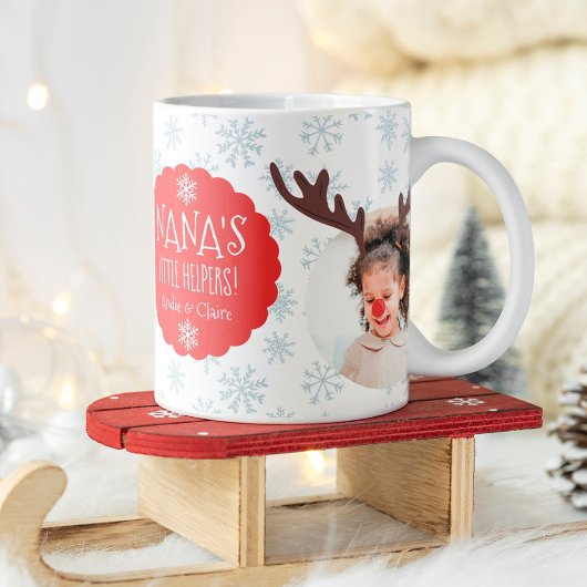 Nana little helper reindeerとサンタの写真 コーヒーマグカップ