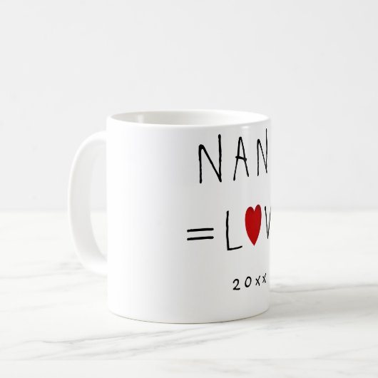 NANA=LOVE(または名前を問わず)かわいいおばあちゃんマグ コーヒーマグカップ (正面左)