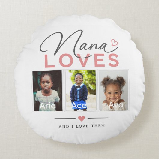 Nana Loves オリジナル 写真+名前入り 枕 ラウンドクッション (正面)