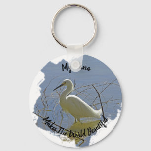 Nana Makes World Beautiful White Egret Grandmother キーホルダー