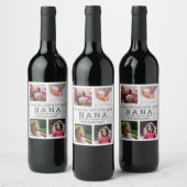 Nana Mothers 最高の Day 4 Photo Collage Gray Wood ワインラベル (ボトル)