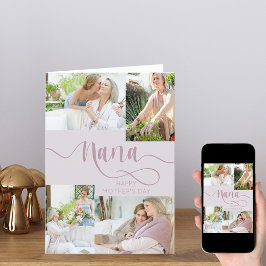 Nana Mother's Day 4 Photo Collage Pink Holiday Car シーズンカード