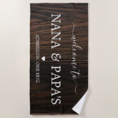 Nana & Papa's Wood House Doormatへようこそ ビーチタオル (正面)