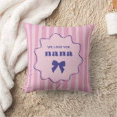 Nana | Pink Stripes with Wavy Frame and Chic Bow クッション (ブランケット)