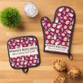 Nana’s Kitchen , Funny Grandmother 鍋つかみ&鍋敷きセット (トップダウン)