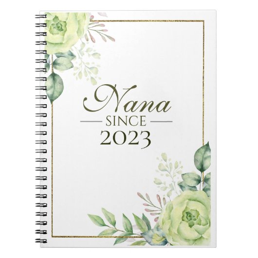 Nana Since オリジナル 年号入り フラワー 手書きデザイン ノートブック (正面)