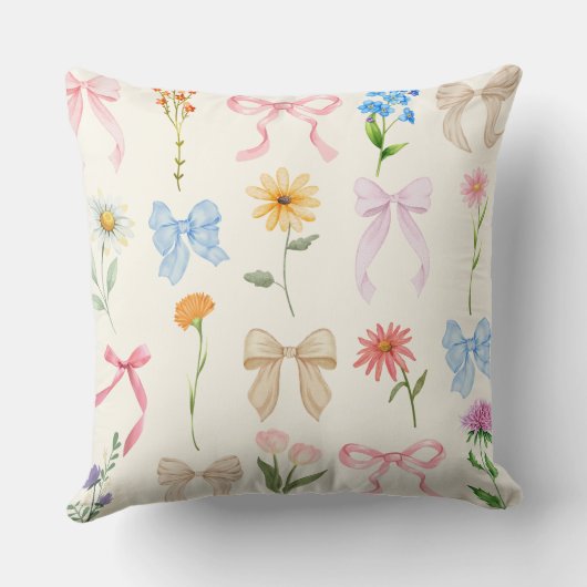 Nana Three photo pink bow Text script overlay クッション (裏面)