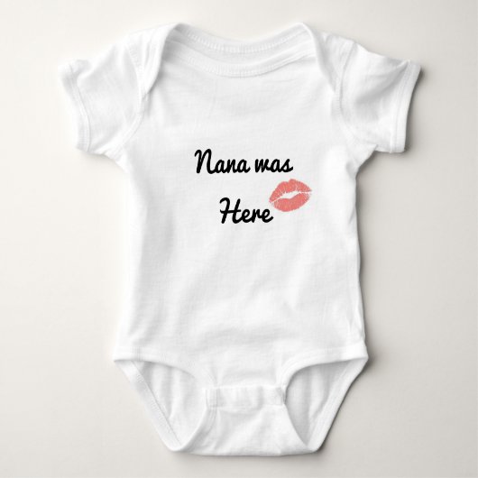 Nana Was Here Lipstick Kiss Funny Baby Bodysuit ベビーボディスーツ (正面)