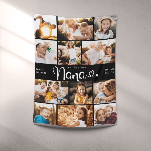 Nana We Love youハートモダンPhoto Collage フリースブランケット