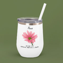 Nana We Love You Pink Flower Waterbottle