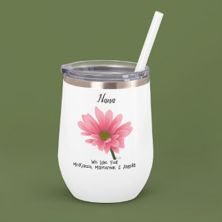 Nana We Love You Pink Flower Waterbottle