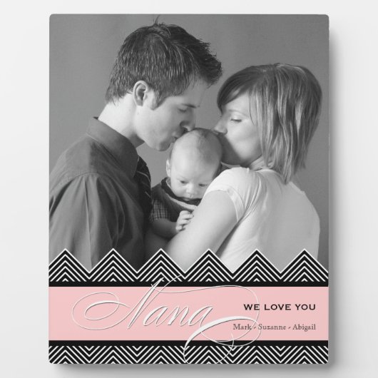 Nana Zig Zag Chevron写真モダンパーソナライズされた フォトプラーク (正面)