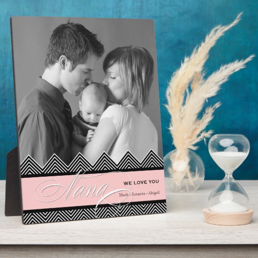 Nana Zig Zag Chevron写真モダンパーソナライズされた フォトプラーク (側面)