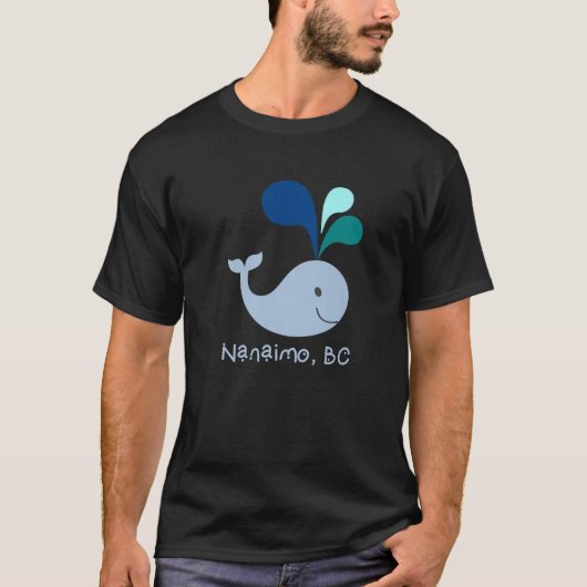 Nanaimo BCカナダかわいいクジラの恋人の漫画 Tシャツ (正面)