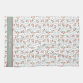 Nana's Kitchen Coral and and Greenフローラ水彩 キッチンタオル (横)