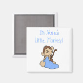 Nana's Little Monkey - Blue Tシャツとギフト マグネット (正面/裏面)