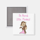 Nana's Monkey – ピンクのTシャツとギフト マグネット (正面/裏面)