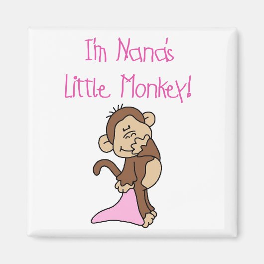 Nana's Monkey – ピンクのTシャツとギフト マグネット (正面)