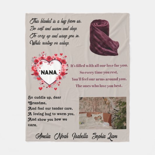 Nana's Snuggle Poem Blanket: フリースブランケット (正面)