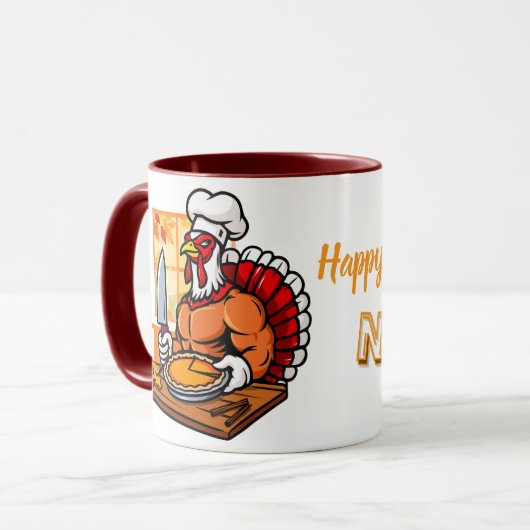 Nana's Turkey chef's pie Thanksgiving Mug マグカップ (正面左)