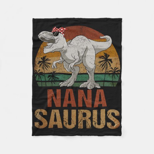 Nanasaurus Tレックス恐竜Nana Saurus母の日 フリースブランケット (正面)