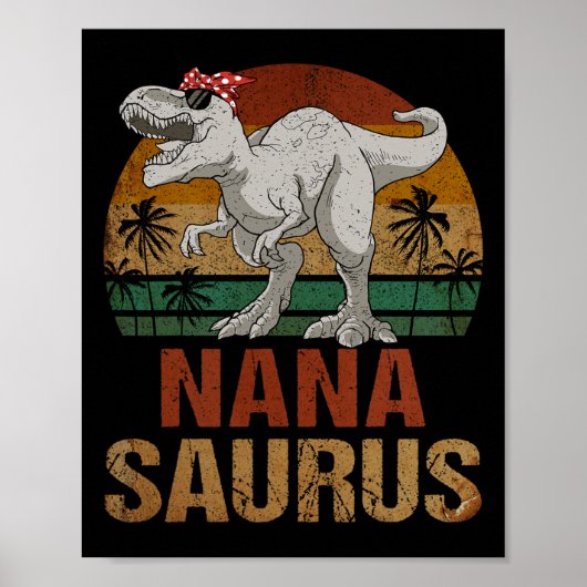 Nanasaurus Tレックス恐竜Nana Saurus母の日 ポスター (正面)