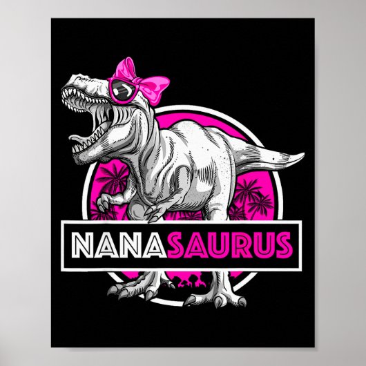 Nanasaurus T-rex Matching Funny Grandma Saurus Din ポスター (正面)