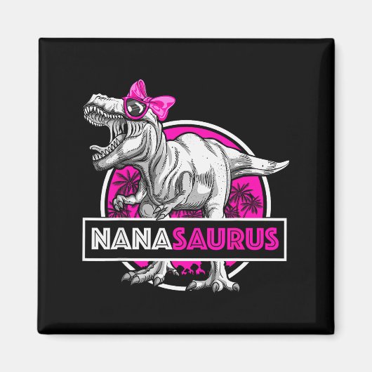 Nanasaurus T-rex Matching Funny Grandma Saurus Din マグネット (正面)