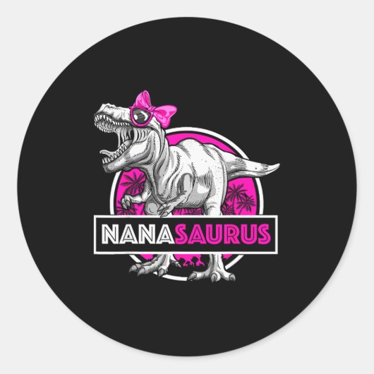 Nanasaurus T-rex Matching Funny Grandma Saurus Din ラウンドシール (正面)