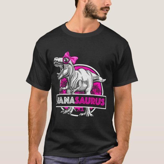 Nanasaurus T-rex Matching Funny Grandma Saurus Din Tシャツ (正面)