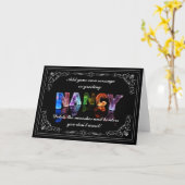 Nancy – ライトのグリーティングカードの名前(写真) カード (黄色い花)