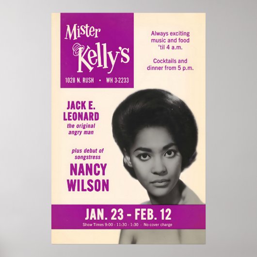 Nancy Wilson jazz poster - Mister Kelly's ポスター (正面)