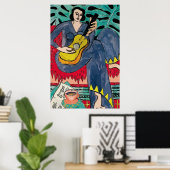 Nancy with Guitar and cup of coffee Poster ポスター (ホームオフィス)