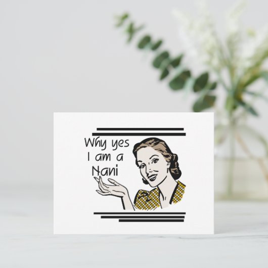 NaniのレトロのTシャツおよびギフト ポストカード (スタンド正面)