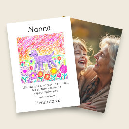 Nanna Birthday Card Child hand Drawing photo ノートカード