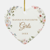 Nanna's Favorite Pretty Personalized heart セラミックオーナメント (裏面)