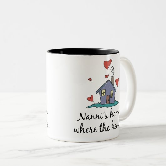 Nanniの家はハートがあるところです ツートーンマグカップ (正面右)