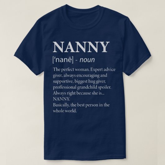 Nannyの定義おもしろい- Grandma Tシャツ (デザイン正面)