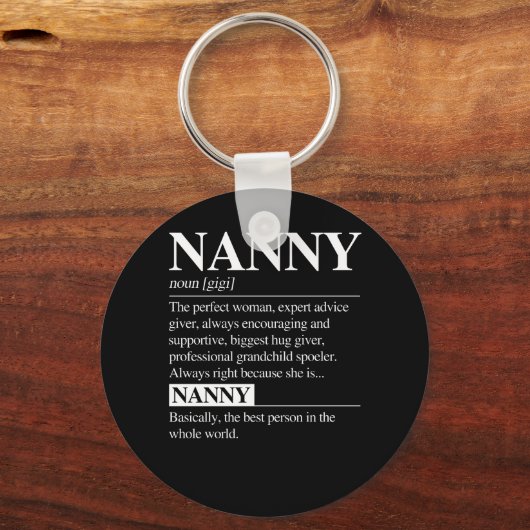 Nanny定義おばあちゃん母の日ギフト女性 キーホルダー (正面)