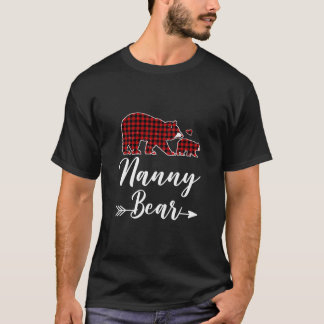 Nanny Bear Christmas Pajama Red Plaid Matching Fam Tシャツ